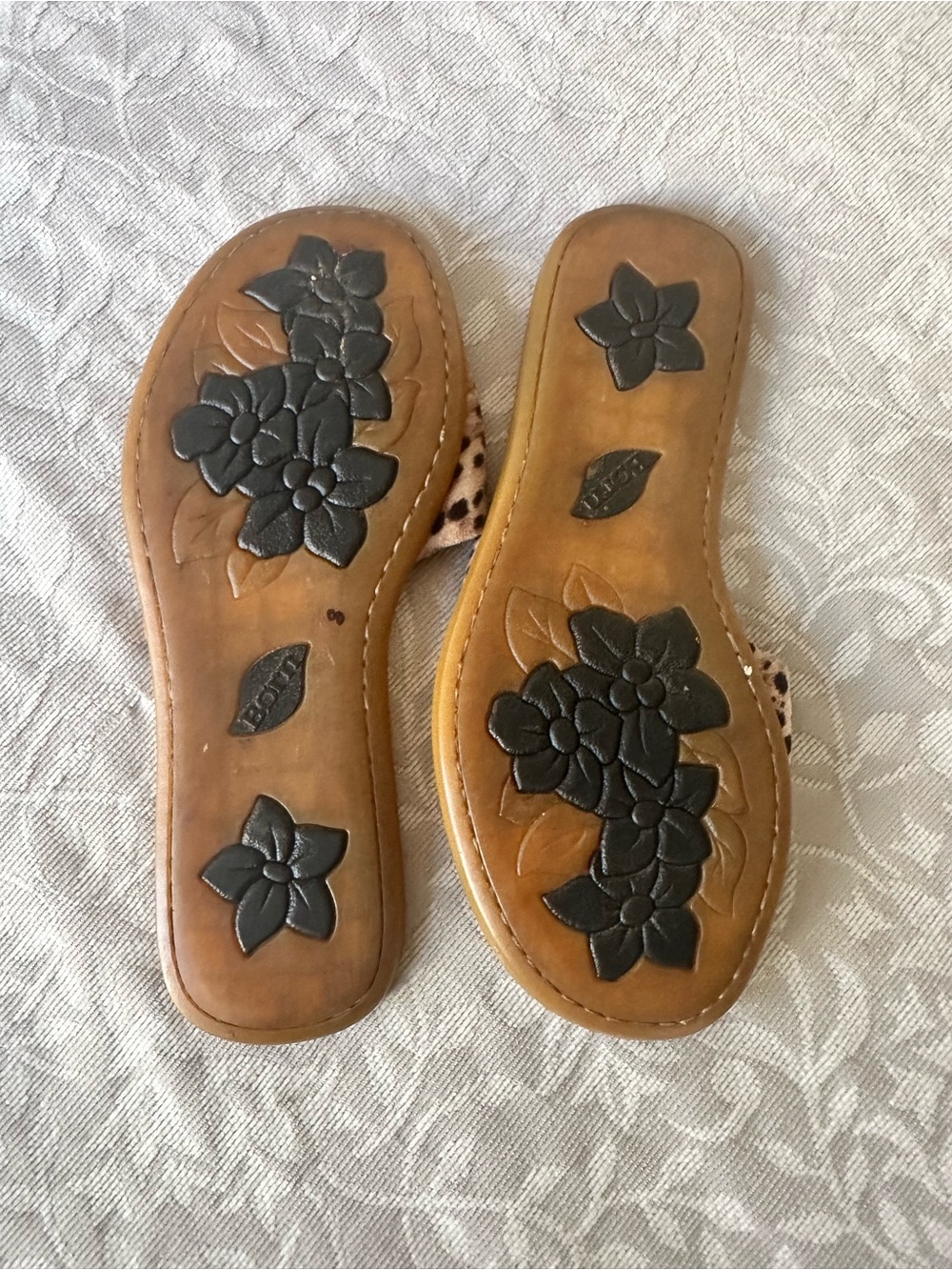 Born Leopard Print Slide Sandals in Tan and Black - Picture 4 of 5